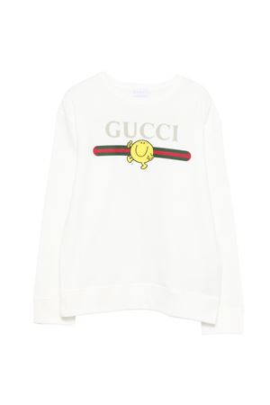 felpa in cotone bianco GUCCI KIDS | 855825XJHPV9214